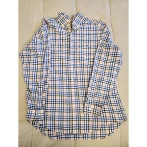 Vineyard Vines Tucker Shirt Size M Blue Pink White Check Blue Whale Logo